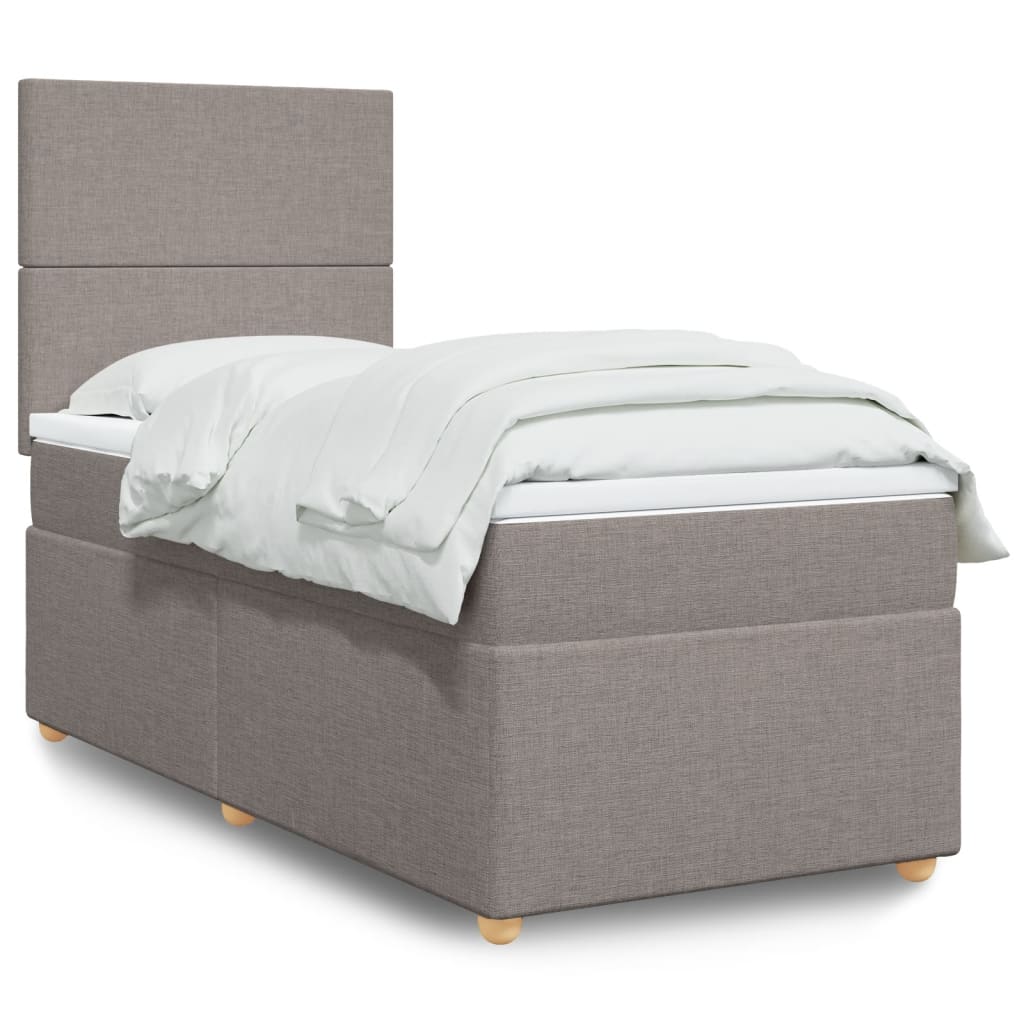 Sommier À Lattes De Lit Avec Matelas Tissu Taupe