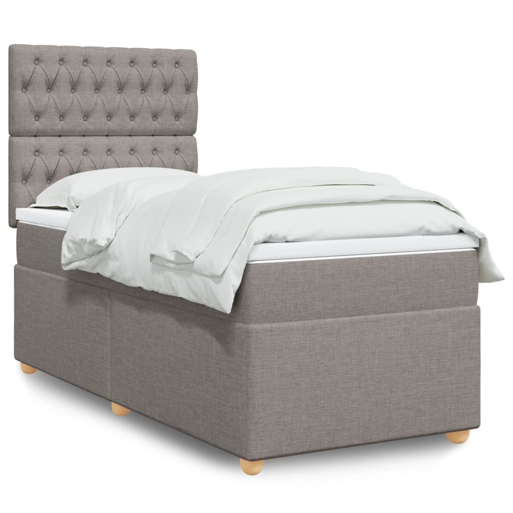 Sommier À Lattes De Lit Avec Matelas Tissu Taupe