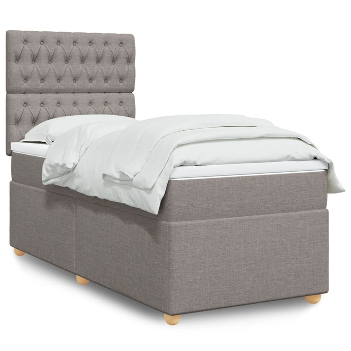Sommier À Lattes De Lit Avec Matelas Tissu Taupe