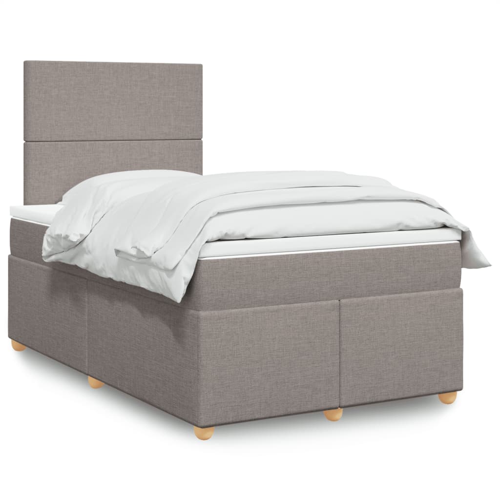 Sommier À Lattes De Lit Avec Matelas Tissu Taupe