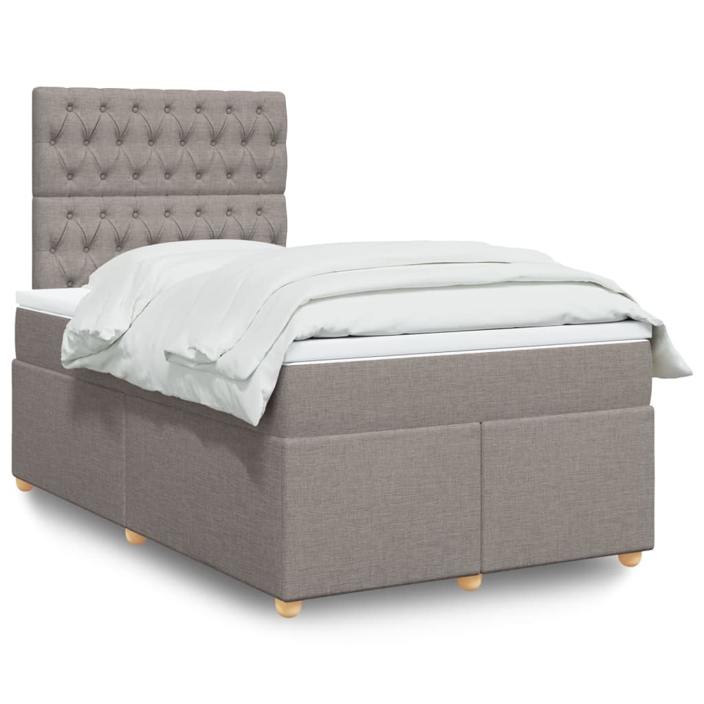Sommier À Lattes De Lit Avec Matelas Tissu Taupe