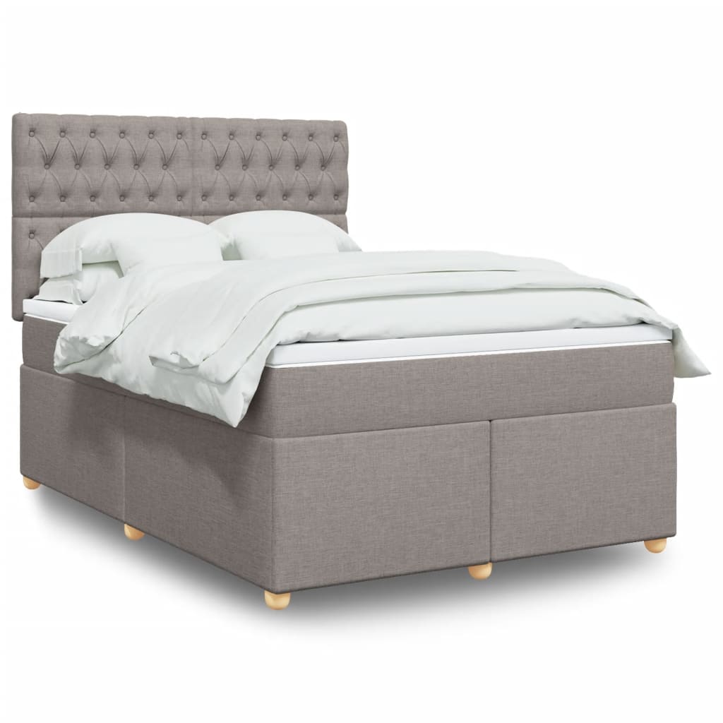 Sommier À Lattes De Lit Avec Matelas Tissu Taupe