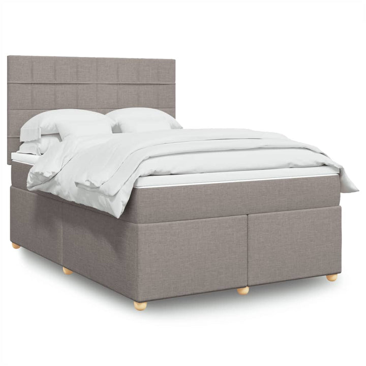 Sommier À Lattes De Lit Avec Matelas Tissu Taupe