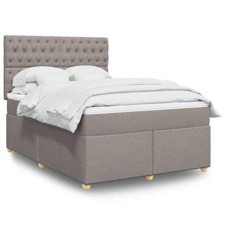 Sommier À Lattes De Lit Avec Matelas Tissu Taupe