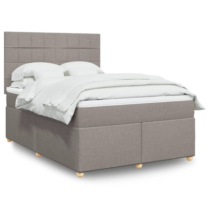 Sommier À Lattes De Lit Avec Matelas Tissu Taupe