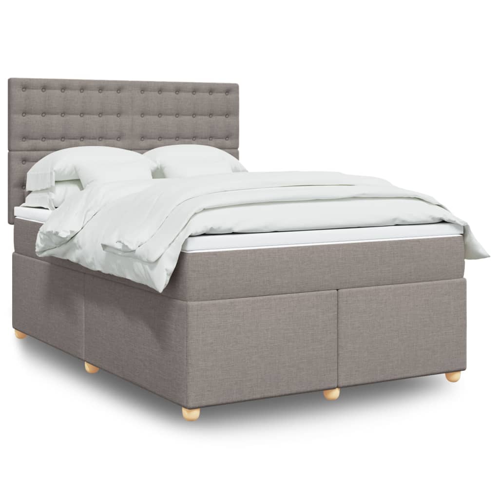 Sommier À Lattes De Lit Avec Matelas Tissu Taupe