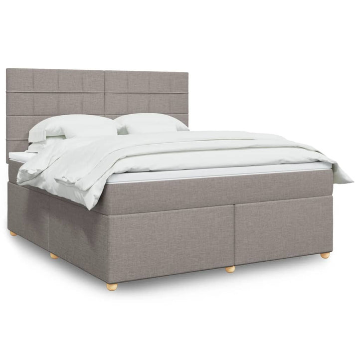 Sommier À Lattes De Lit Avec Matelas Tissu Taupe