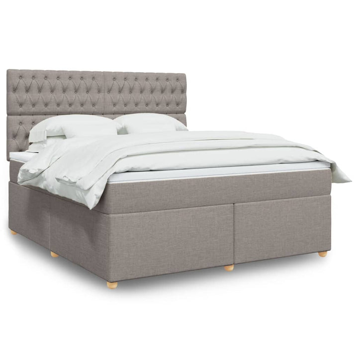 Sommier À Lattes De Lit Avec Matelas Tissu Taupe