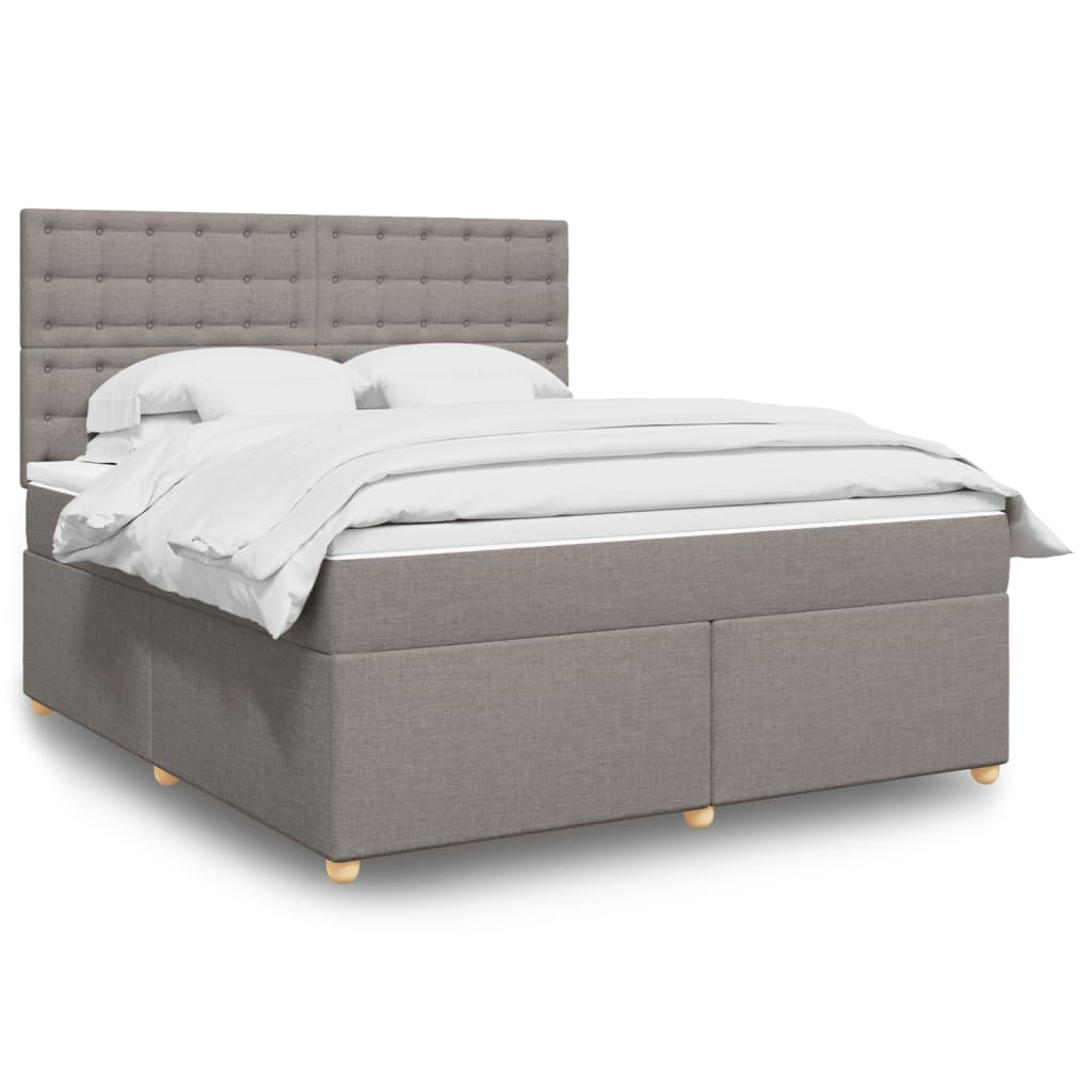 Sommier À Lattes De Lit Avec Matelas Tissu Taupe