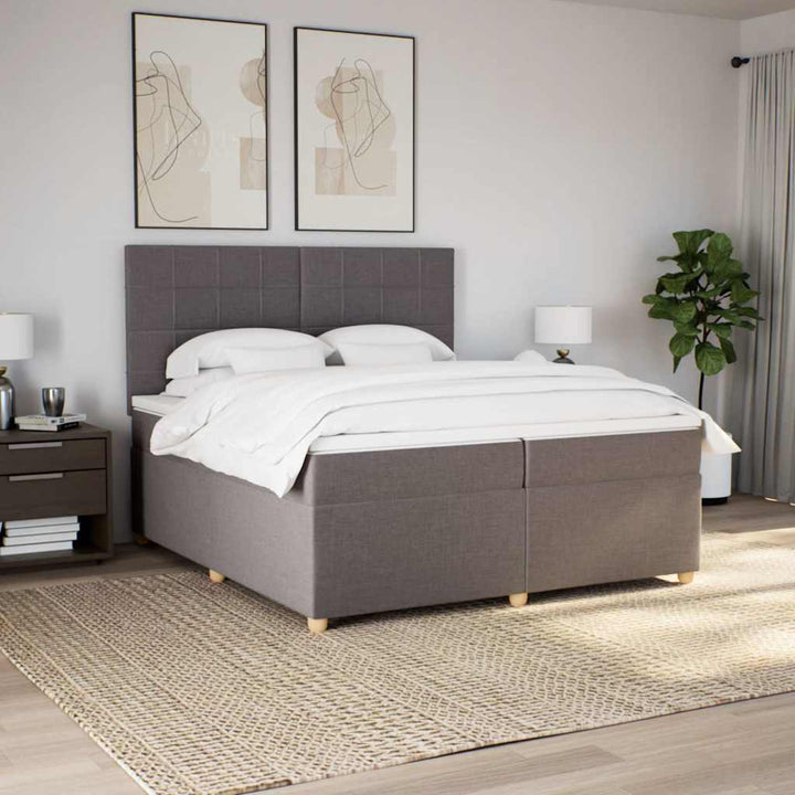 Sommier À Lattes De Lit Avec Matelas Tissu Taupe