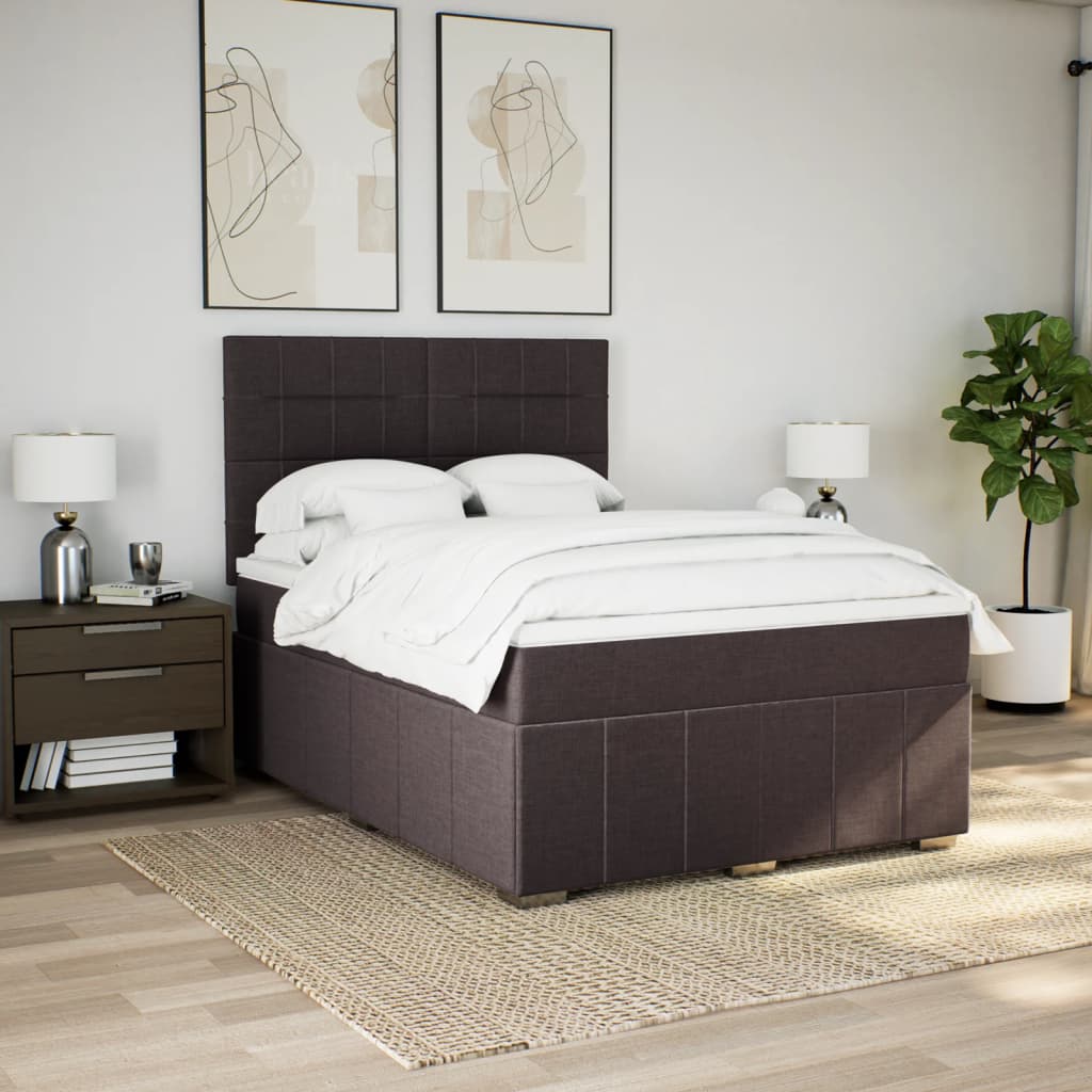 Sommier À Lattes De Lit Avec Matelas Marron Foncé