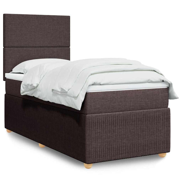 Sommier À Lattes De Lit Avec Matelas Marron Foncé