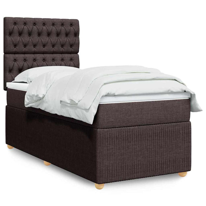 Sommier À Lattes De Lit Avec Matelas Marron Foncé