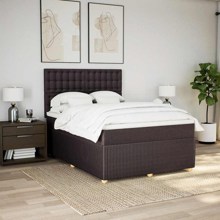 Sommier À Lattes De Lit Avec Matelas Marron Foncé