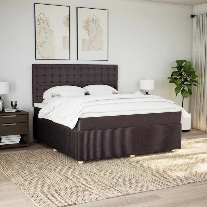 Sommier À Lattes De Lit Avec Matelas Marron Foncé