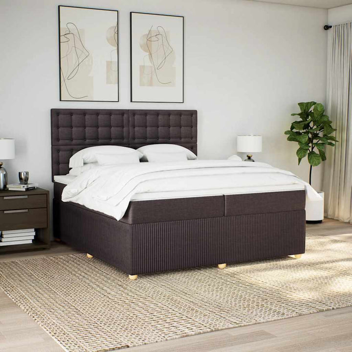 Sommier À Lattes De Lit Avec Matelas Marron Foncé