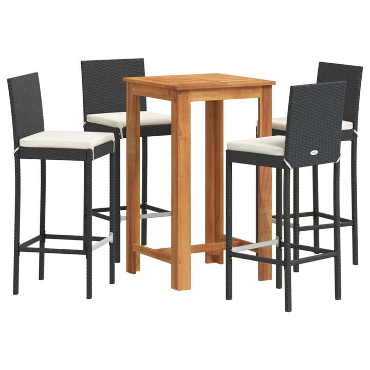 Ensemble De Bar De Jardin 5 Pcs Bois Massif Acacia Rotin