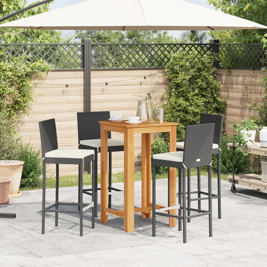 Ensemble De Bar De Jardin 5 Pcs Bois Massif Acacia Rotin