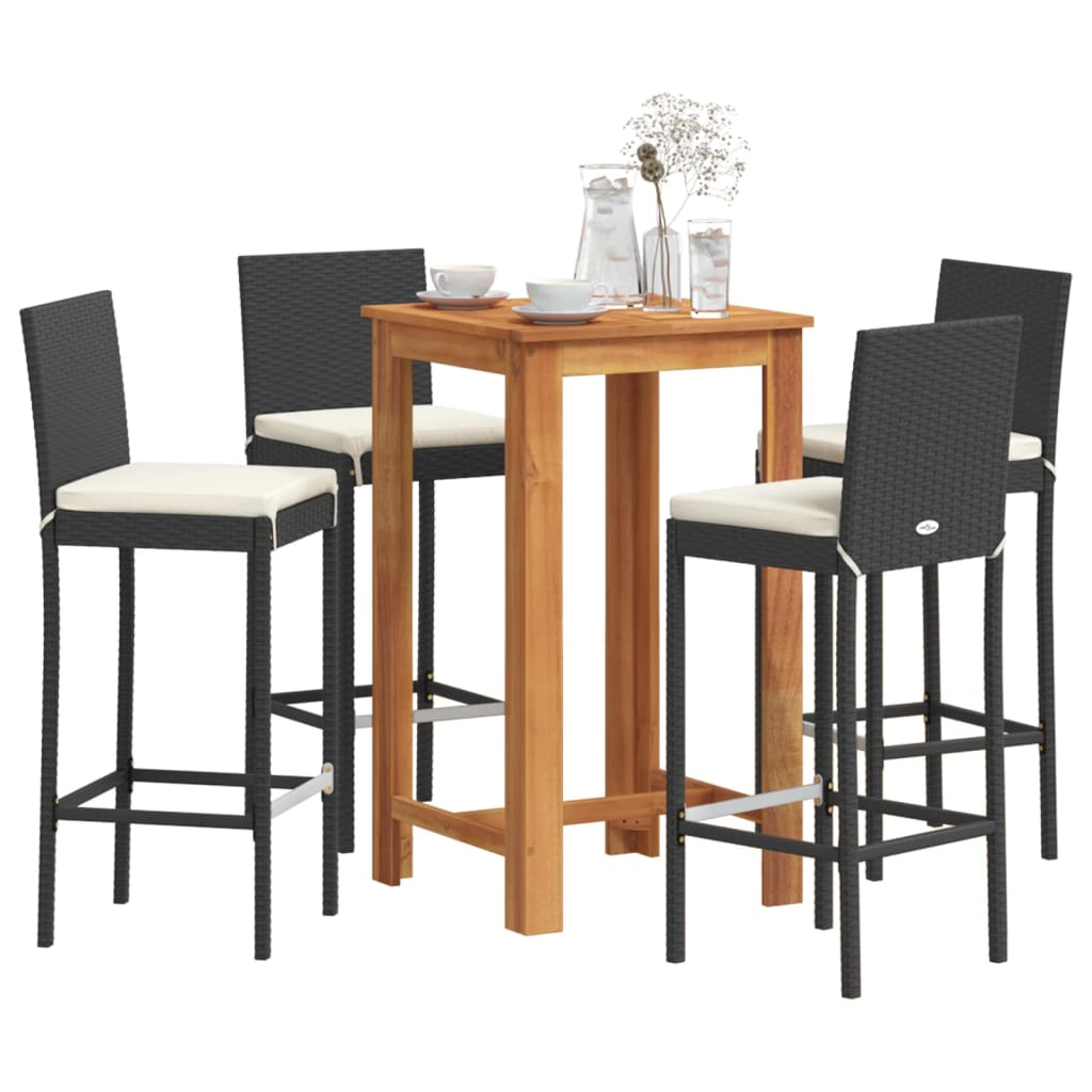 Ensemble De Bar De Jardin 5 Pcs Bois Massif Acacia Rotin