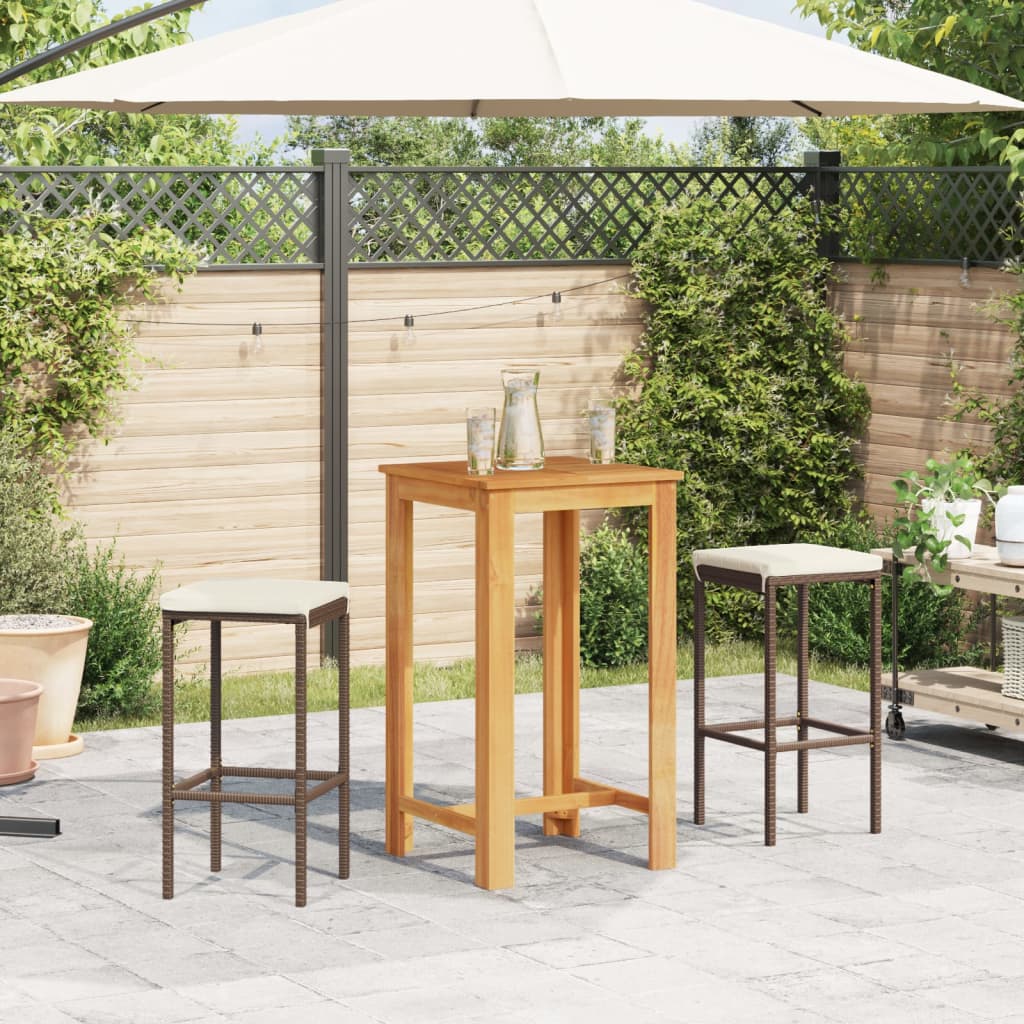 Ensemble De Bar De Jardin 3 Pcs Bois Massif Acacia Rotin
