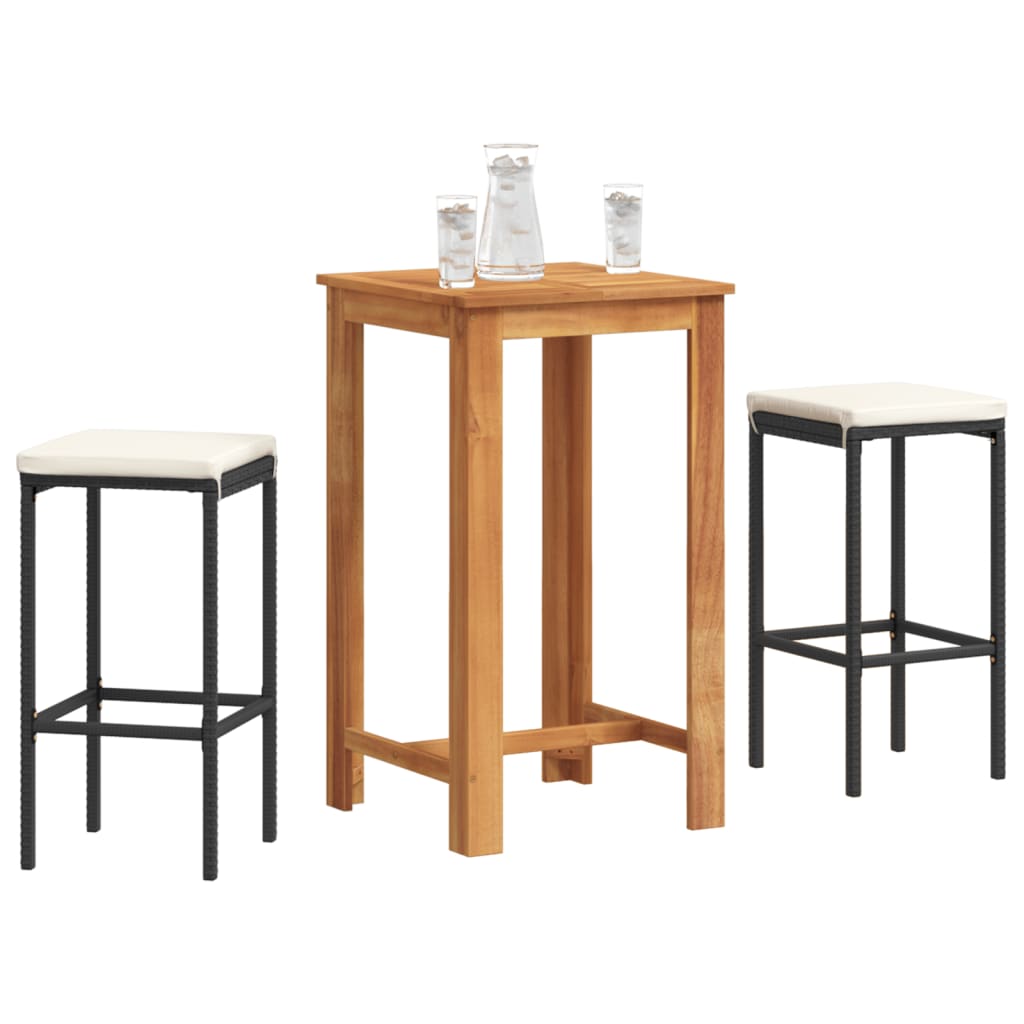 Ensemble De Bar De Jardin 3 Pcs Bois Massif Acacia Rotin