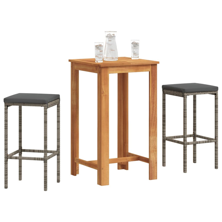 Ensemble De Bar De Jardin 3 Pcs Bois Massif Acacia Rotin