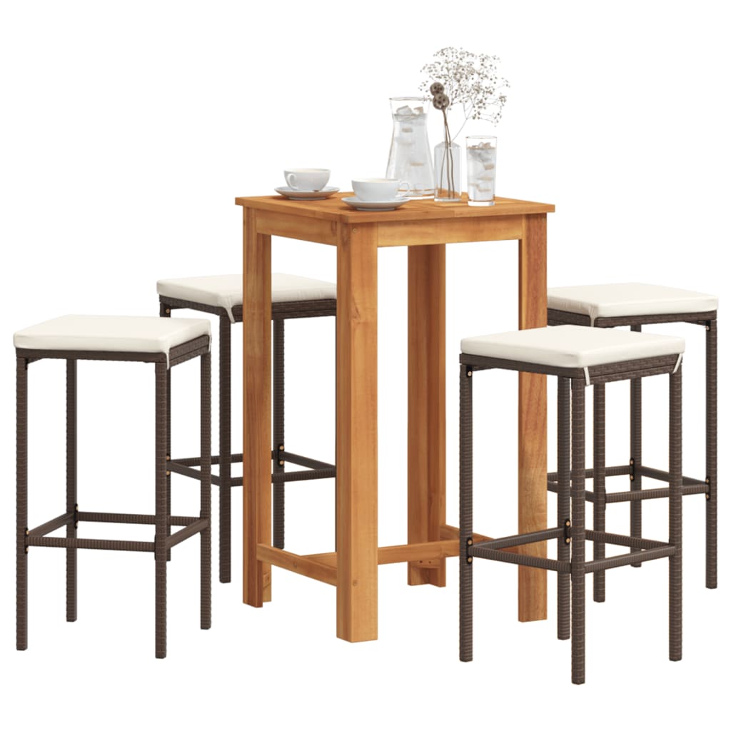 Ensemble De Bar De Jardin 3 Pcs Bois Massif Acacia Rotin