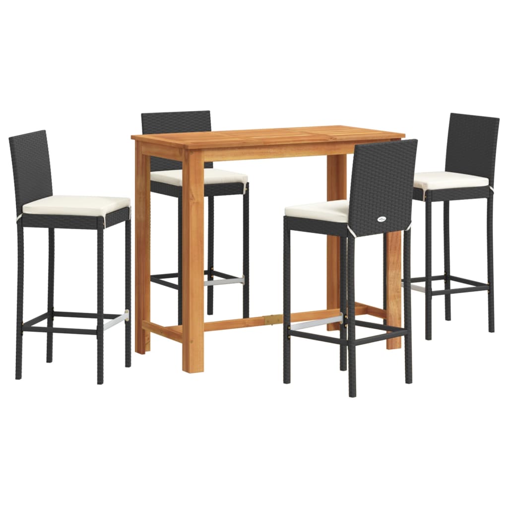 Ensemble De Bar De Jardin 5 Pcs Bois Massif Acacia Rotin
