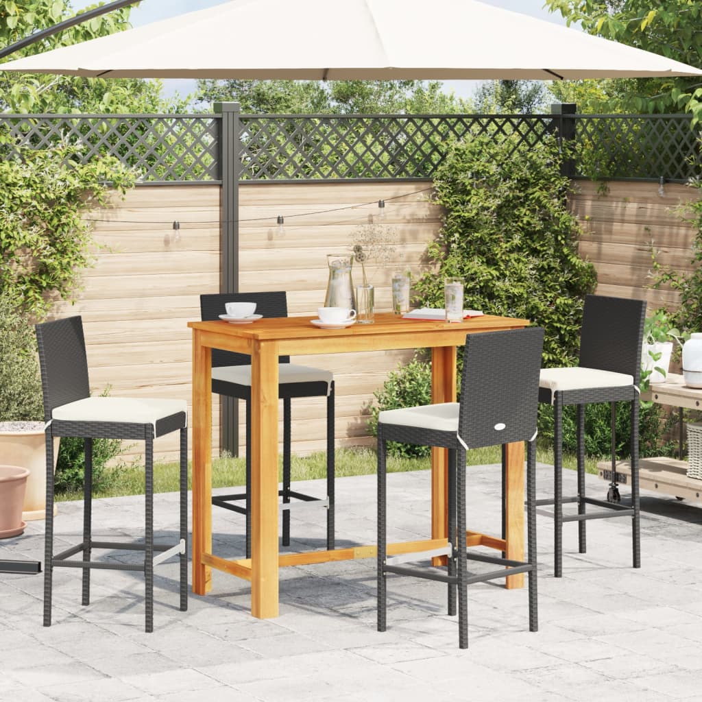 Ensemble De Bar De Jardin 5 Pcs Bois Massif Acacia Rotin