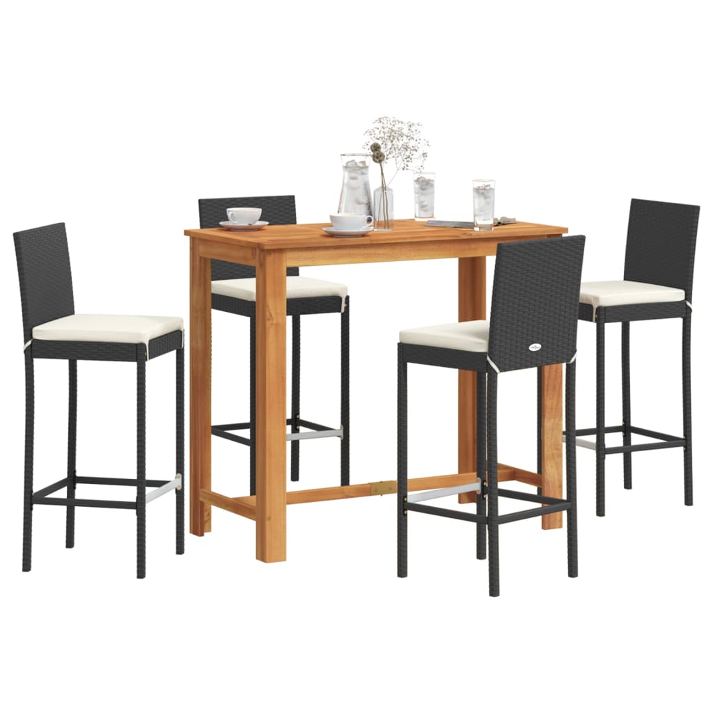 Ensemble De Bar De Jardin 5 Pcs Bois Massif Acacia Rotin