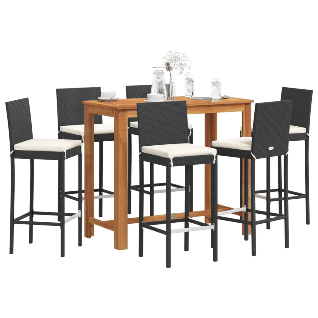 Ensemble De Bar De Jardin 5 Pcs Bois Massif Acacia Rotin