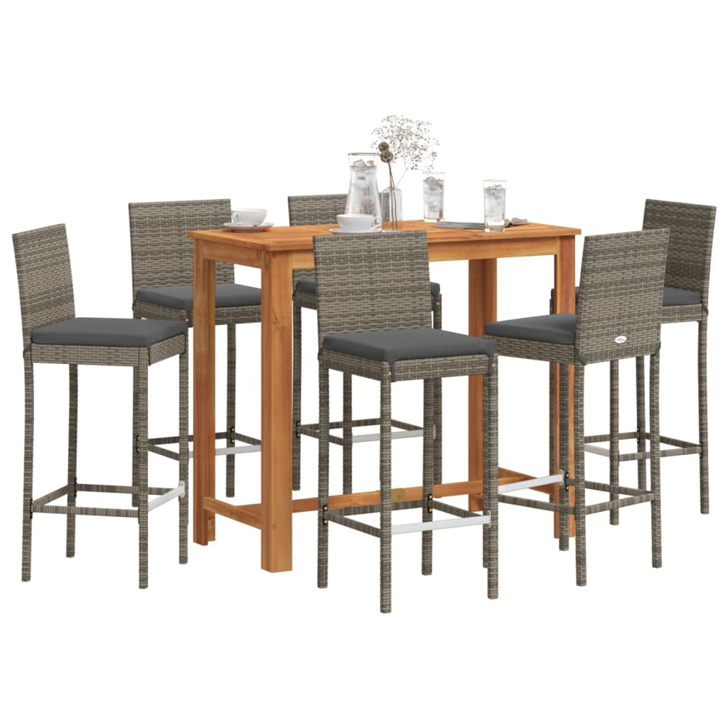 Ensemble De Bar De Jardin 5 Pcs Bois Massif Acacia Rotin