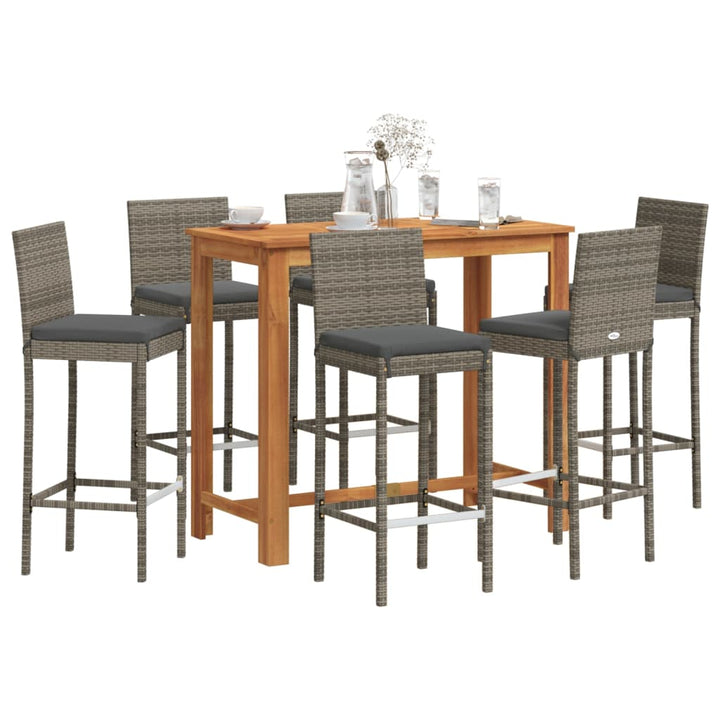 Ensemble De Bar De Jardin 5 Pcs Bois Massif Acacia Rotin
