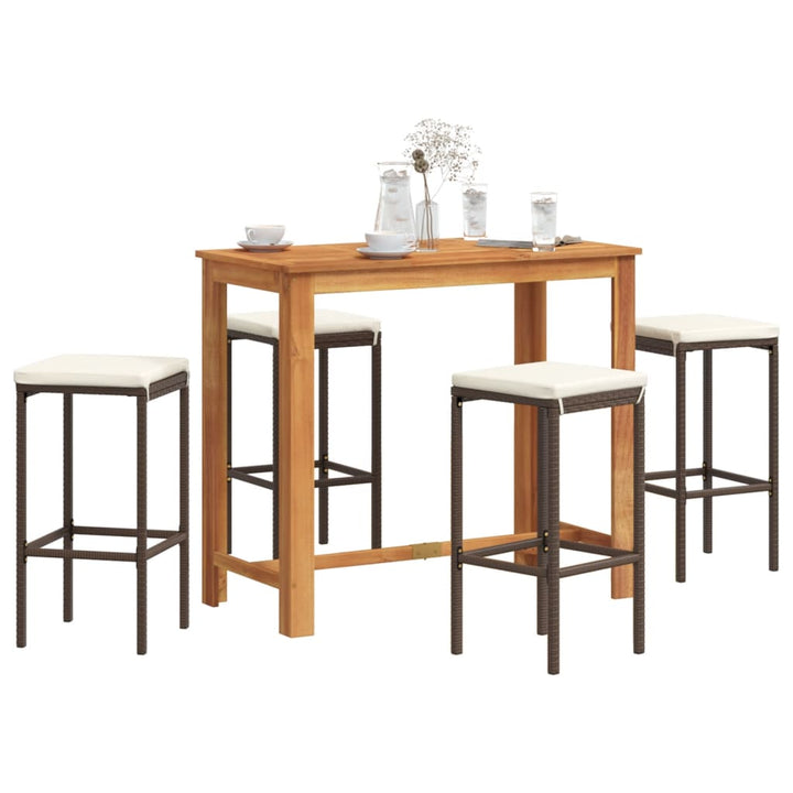 Ensemble De Bar De Jardin 7 Pcs Bois Massif Acacia Rotin