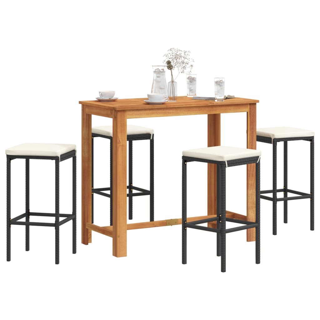 Ensemble De Bar De Jardin 7 Pcs Bois Massif Acacia Rotin