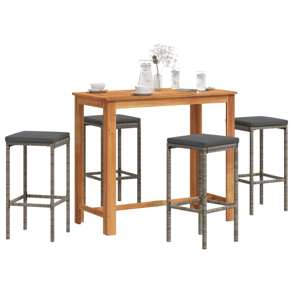 Ensemble De Bar De Jardin 7 Pcs Bois Massif Acacia Rotin