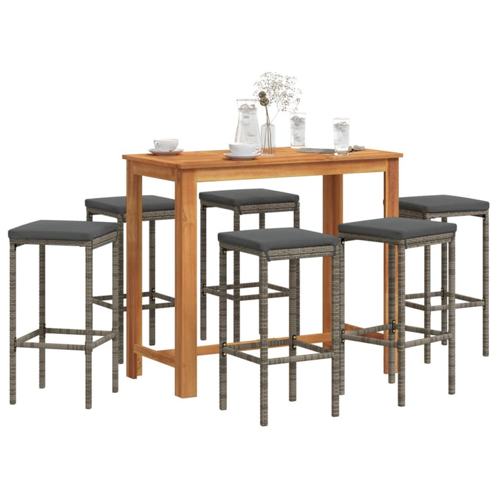 Ensemble De Bar De Jardin 7 Pcs Bois Massif Acacia Rotin