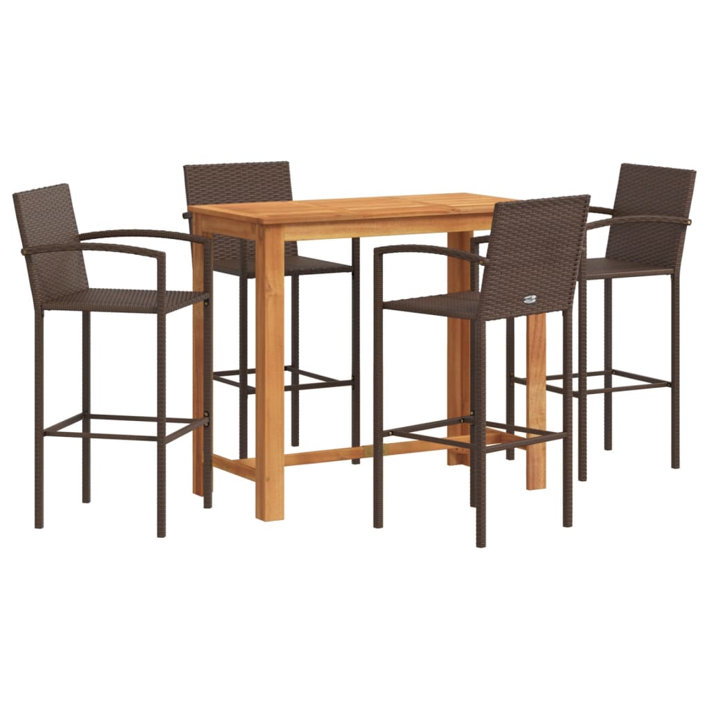 Ensemble De Bar De Jardin 5 Pcs Bois Massif Acacia Rotin