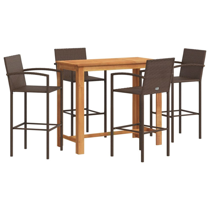 Ensemble De Bar De Jardin 5 Pcs Bois Massif Acacia Rotin