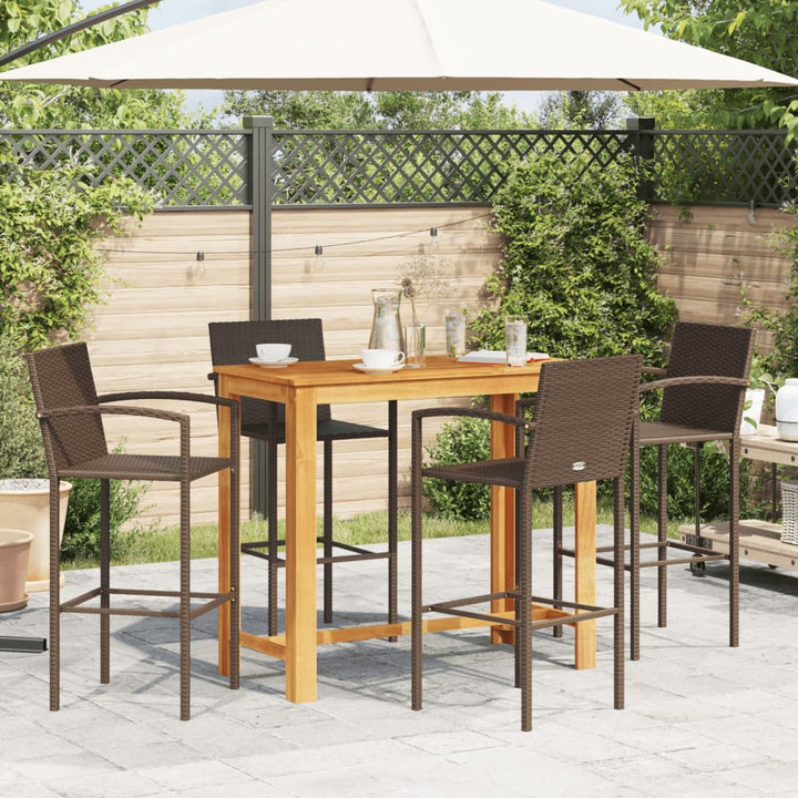 Ensemble De Bar De Jardin 5 Pcs Bois Massif Acacia Rotin