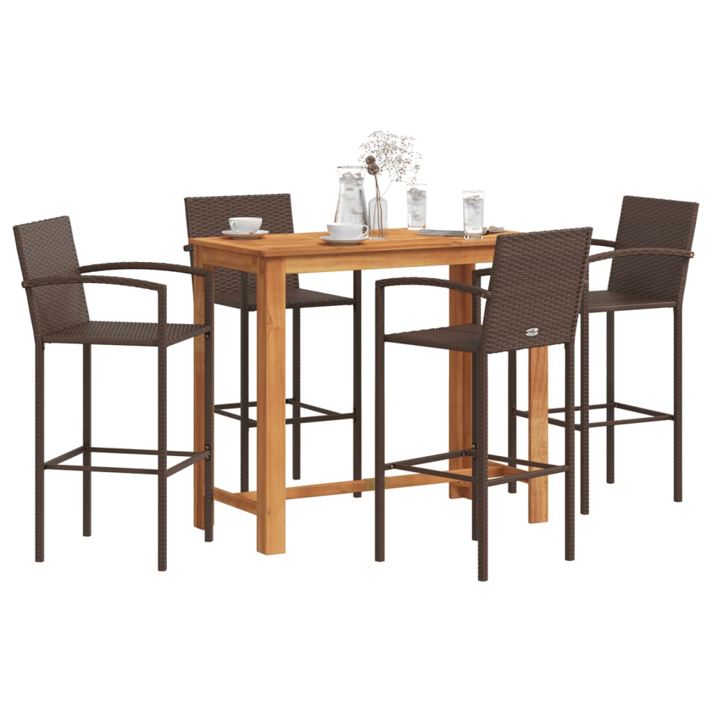 Ensemble De Bar De Jardin 5 Pcs Bois Massif Acacia Rotin