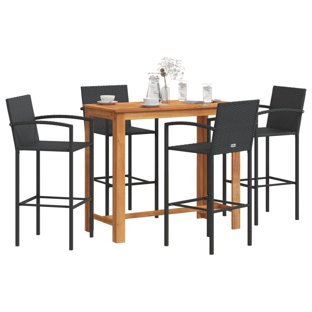 Ensemble De Bar De Jardin 5 Pcs Bois Massif Acacia Rotin