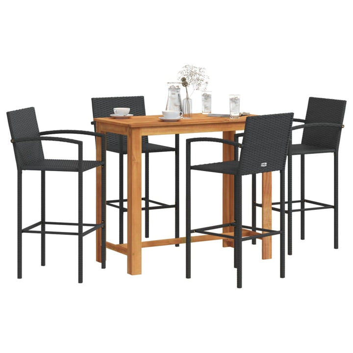 Ensemble De Bar De Jardin 5 Pcs Bois Massif Acacia Rotin