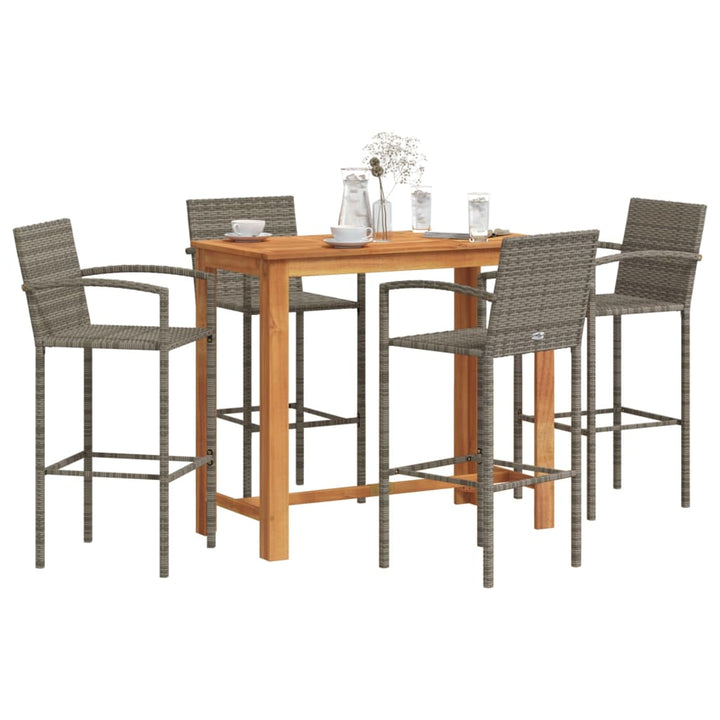 Ensemble De Bar De Jardin 5 Pcs Bois Massif Acacia Rotin