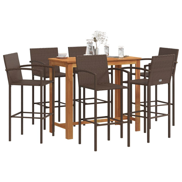 Ensemble De Bar De Jardin 5 Pcs Bois Massif Acacia Rotin