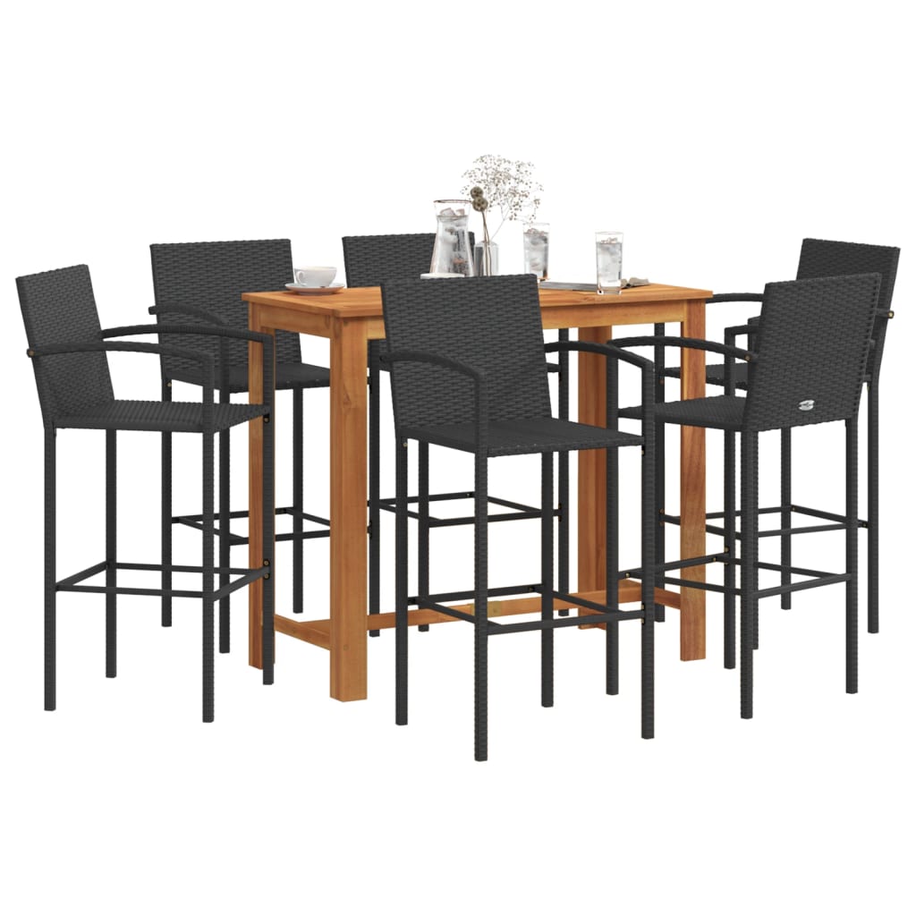 Ensemble De Bar De Jardin 5 Pcs Bois Massif Acacia Rotin