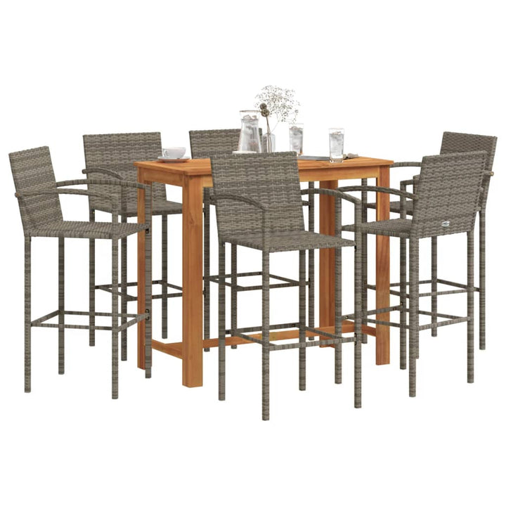 Ensemble De Bar De Jardin 5 Pcs Bois Massif Acacia Rotin