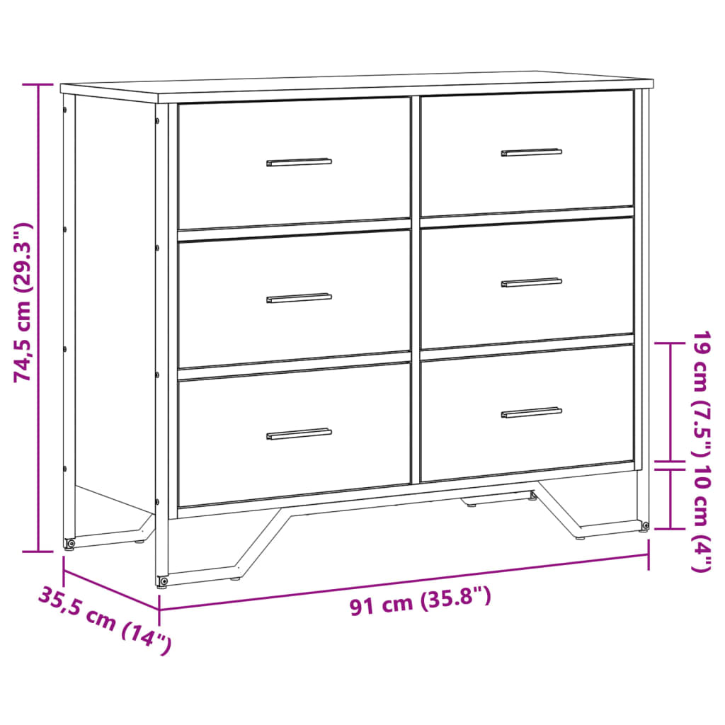 Commode 91X35,5X74,5 Cm Bois D'ingénierie