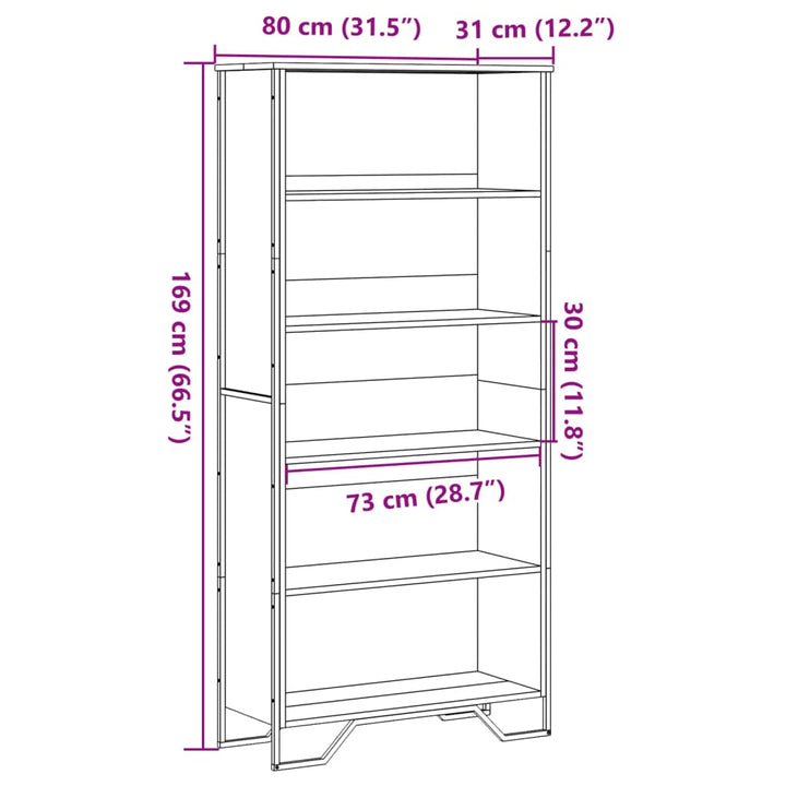 Bibliothèque 80X31X Bois D'ingénierie Sonoma Gris