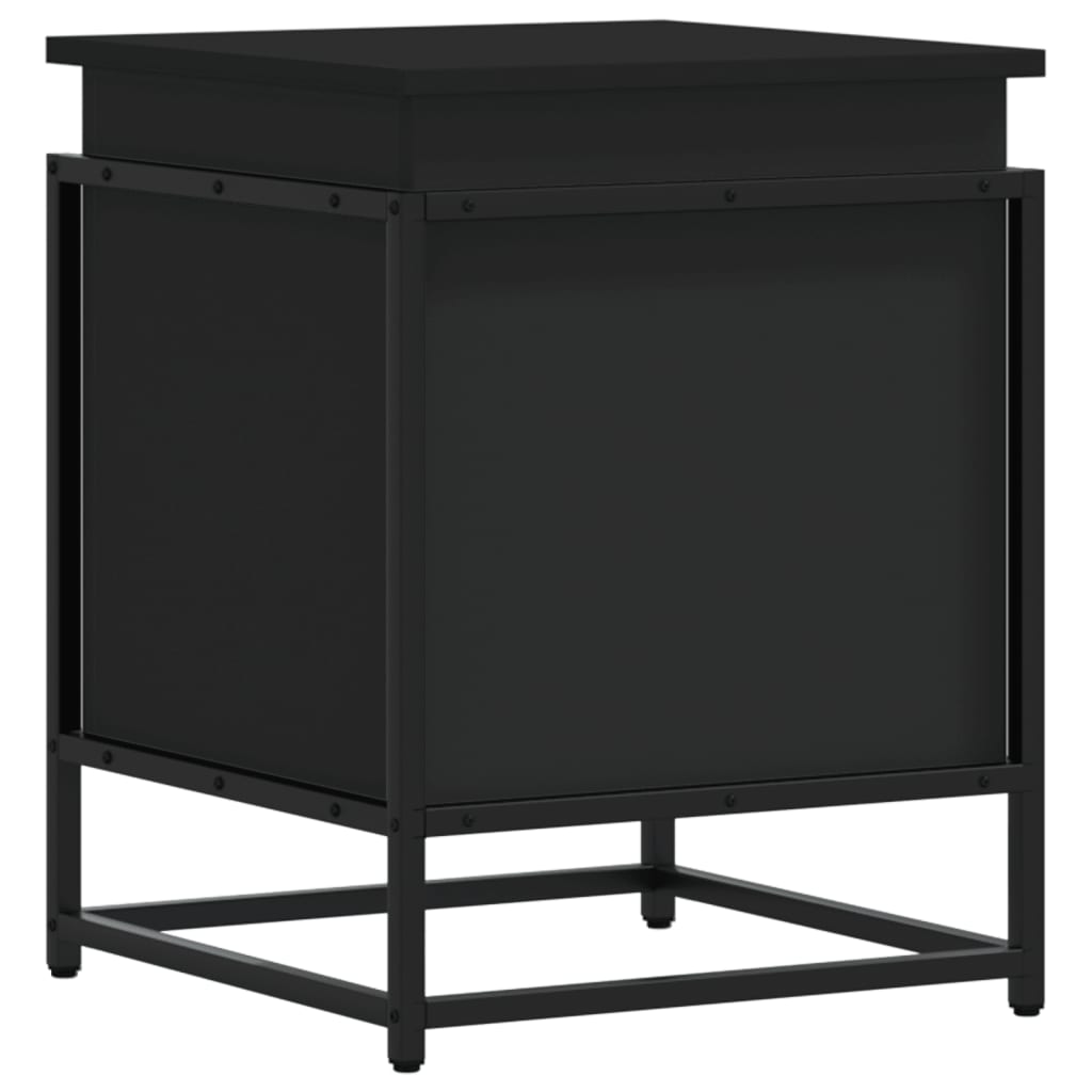 Boîte De Rangement Avec Couvercle Bois D'ingénierie Noir